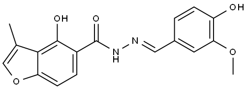 4-Hydroxy-3-methyl-5-benzofurancarboxylic acid (2E)-2-[(4-hydroxy-3-methoxypheny... 结构式