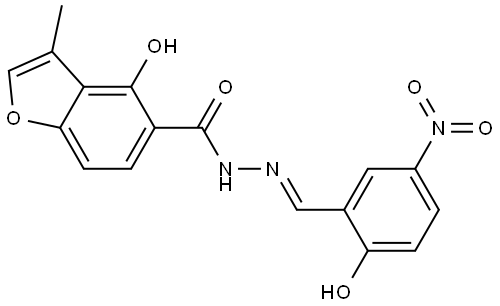 4-Hydroxy-3-methyl-5-benzofurancarboxylic acid (2E)-2-[(2-hydroxy-5-nitrophenyl)... . 结构式