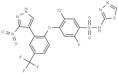 5-Chloro-2-fluoro-4-[2-(3-nitro-1H-pyrazol-4-yl)-4-(trifluoromethyl)phenoxy]-N-1… 结构式