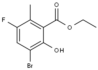 Ethyl 3-bromo-5-fluoro-2-hydroxy-6-methylbenzoate 结构式