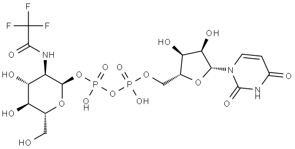 Uridine 5'-(trihydrogen diphosphate), P'-[2-deoxy-2-[(2,2,2-trifluoroacetyl)amino]-α-D-glucopyranosyl] ester 结构式