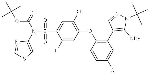 1,1-Dimethylethyl N-[[4-[2-[5-amino-1-(1,1-dimethylethyl)-1H-pyrazol-4-yl]-4-chl… 结构式