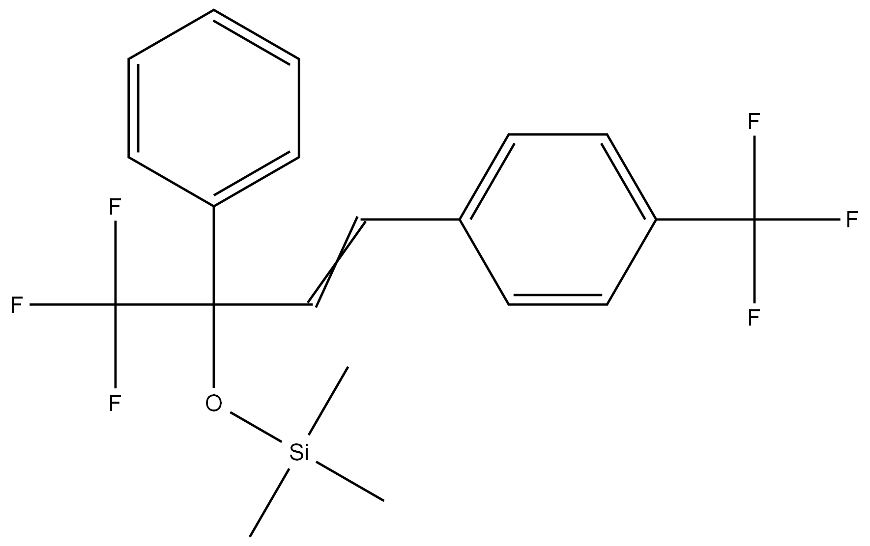 trimethyl-[1-phenyl-1-trifluoromethyl-3-(4-trifluoromethylphenyl)allyloxy]silane 结构式