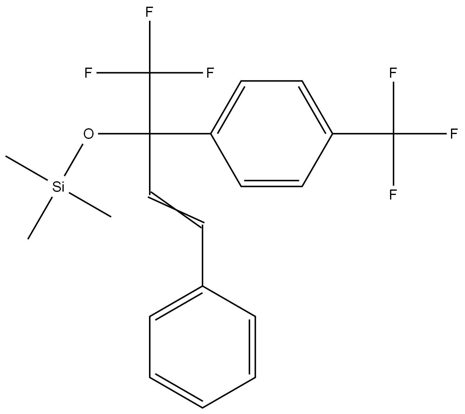 trimethyl-[3-phenyl-1-trifluoromethyl-1-(4-trifluoromethylphenyl)allyloxy]silane 结构式