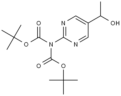 (5-(1-羟乙基)嘧啶-2-基)亚氨基二碳酸二叔丁酯 结构式