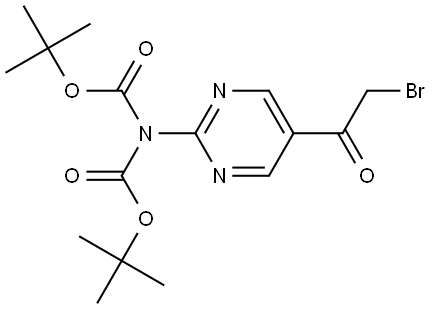 (5-(2-溴乙酰基)嘧啶-2-基)亚氨基二碳酸二叔丁酯 结构式