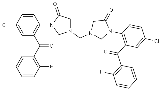 4-Imidazolidinone, 1,1'-methylenebis[3-[4-chloro-2-(o-fluorobenzoyl)phenyl]- (7CI,8CI) 结构式