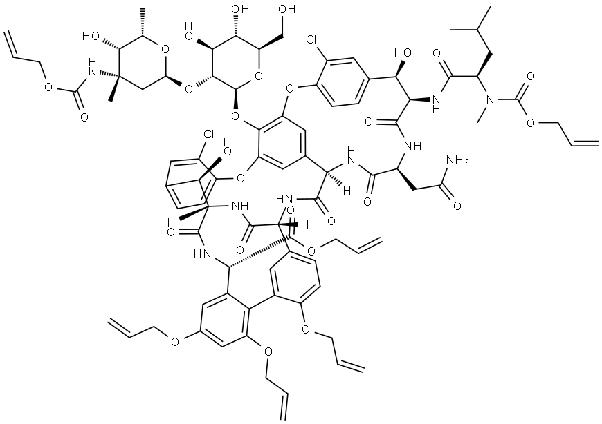 Vancomycin, 28,30,32-tri-O-2-propenyl-N3'',56-bis[(2-propenyloxy)carbonyl]-, 2-propenyl ester 结构式