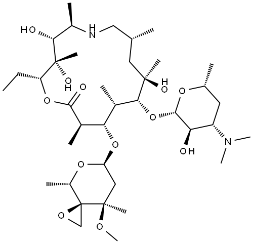 N-Desmethyl 13(4-C,4-O-methylene)-pyranosyl Azithromycin 结构式