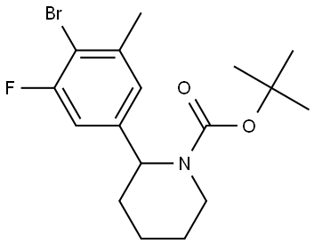 tert-butyl 2-(4-bromo-3-fluoro-5-methylphenyl)piperidine-1-carboxylate 结构式