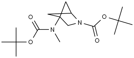 tert-butyl 4-((tert-butoxycarbonyl)(methyl)amino)-2-azabicyclo[2.1.1]hexane-2-carboxylate 结构式
