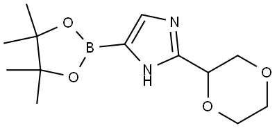 2-(1,4-dioxan-2-yl)-4-(4,4,5,5-tetramethyl-1,3,2-dioxaborolan-2-yl)-1H-imidazole 结构式