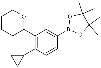 2-(4-cyclopropyl-3-(tetrahydro-2H-pyran-2-yl)phenyl)-4,4,5,5-tetramethyl-1,3,2-dioxaborolane 结构式