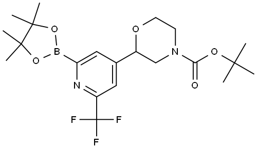 tert-Butyl 2-(2-(4,4,5,5-tetramethyl-1,3,2-dioxaborolan-2-yl)-6-(trifluoromethyl)pyridin-4-yl)morpholine-4-carboxylate 结构式