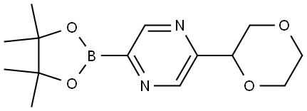 2-(1,4-dioxan-2-yl)-5-(4,4,5,5-tetramethyl-1,3,2-dioxaborolan-2-yl)pyrazine 结构式
