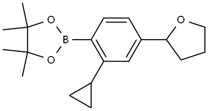 2-(2-cyclopropyl-4-(tetrahydrofuran-2-yl)phenyl)-4,4,5,5-tetramethyl-1,3,2-dioxaborolane 结构式