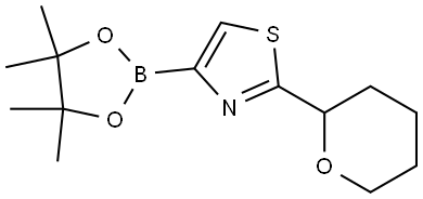2-(tetrahydro-2H-pyran-2-yl)-4-(4,4,5,5-tetramethyl-1,3,2-dioxaborolan-2-yl)thiazole 结构式