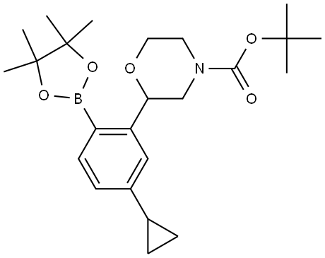 tert-butyl 2-(5-cyclopropyl-2-(4,4,5,5-tetramethyl-1,3,2-dioxaborolan-2-yl)phenyl)morpholine-4-carboxylate 结构式