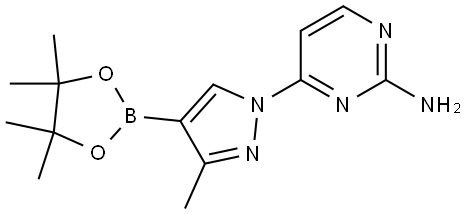 3-Methyl-1-(2-aminopyrimidin-4-yl)-1H-pyrazole-4-boronic acid pinacol ester 结构式