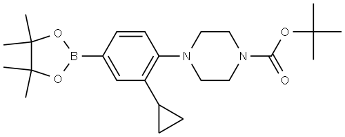 tert-butyl 4-(2-cyclopropyl-4-(4,4,5,5-tetramethyl-1,3,2-dioxaborolan-2-yl)phenyl)piperazine-1-carboxylate 结构式