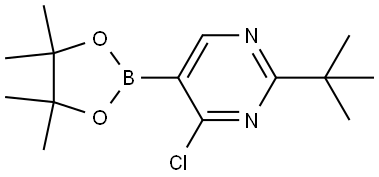 Pyrimidine, 4-chloro-2-(1,1-dimethylethyl)-5-(4,4,5,5-tetramethyl-1,3,2-dioxaborolan-2-yl)- 结构式