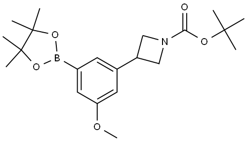 tert-butyl 3-(3-methoxy-5-(4,4,5,5-tetramethyl-1,3,2-dioxaborolan-2-yl)phenyl)azetidine-1-carboxylate 结构式
