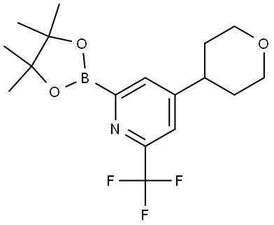 4-(Tetrahydro-2H-pyran-4-yl)-2-(4,4,5,5-tetramethyl-1,3,2-dioxaborolan-2-yl)-6-(trifluoromethyl)pyridine 结构式