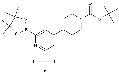 tert-Butyl 4-(2-(4,4,5,5-tetramethyl-1,3,2-dioxaborolan-2-yl)-6-(trifluoromethyl)pyridin-4-yl)piperidine-1-carboxylate 结构式