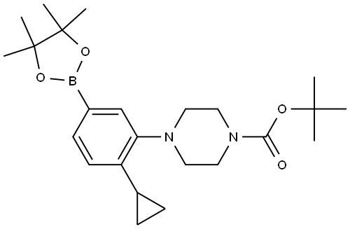 tert-butyl 4-(2-cyclopropyl-5-(4,4,5,5-tetramethyl-1,3,2-dioxaborolan-2-yl)phenyl)piperazine-1-carboxylate 结构式