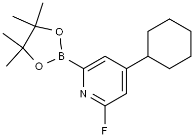 4-Cyclohexyl-2-fluoro-6-(4,4,5,5-tetramethyl-1,3,2-dioxaborolan-2-yl)pyridine 结构式