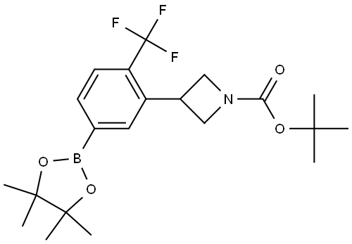 tert-butyl 3-(5-(4,4,5,5-tetramethyl-1,3,2-dioxaborolan-2-yl)-2-(trifluoromethyl)phenyl)azetidine-1-carboxylate 结构式