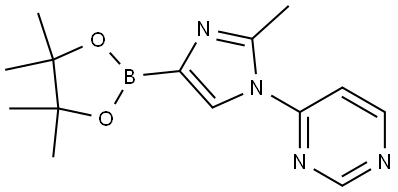 4-(2-methyl-4-(4,4,5,5-tetramethyl-1,3,2-dioxaborolan-2-yl)-1H-imidazol-1-yl)pyrimidine 结构式