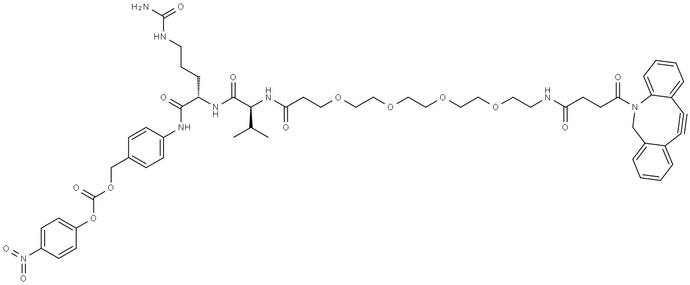 DBCO-PEG4-Val-Cit-PAB-PNP 结构式