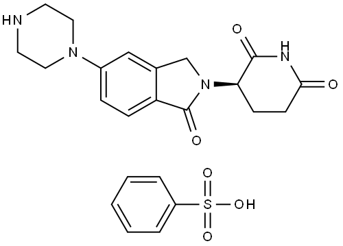 (R)-3-(1-氧代-5-(哌嗪-1-基)异吲哚啉-2-基)哌啶-2,6-二酮苯磺酸盐 结构式