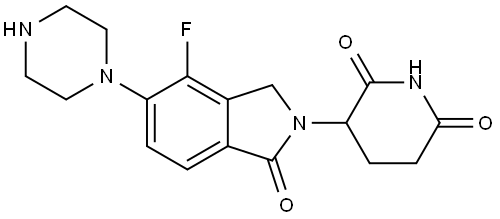 3-(4-fluoro-1-oxo-5-piperazin-1-ylisoindolin-2-yl)piperidine-2,6-dione 结构式