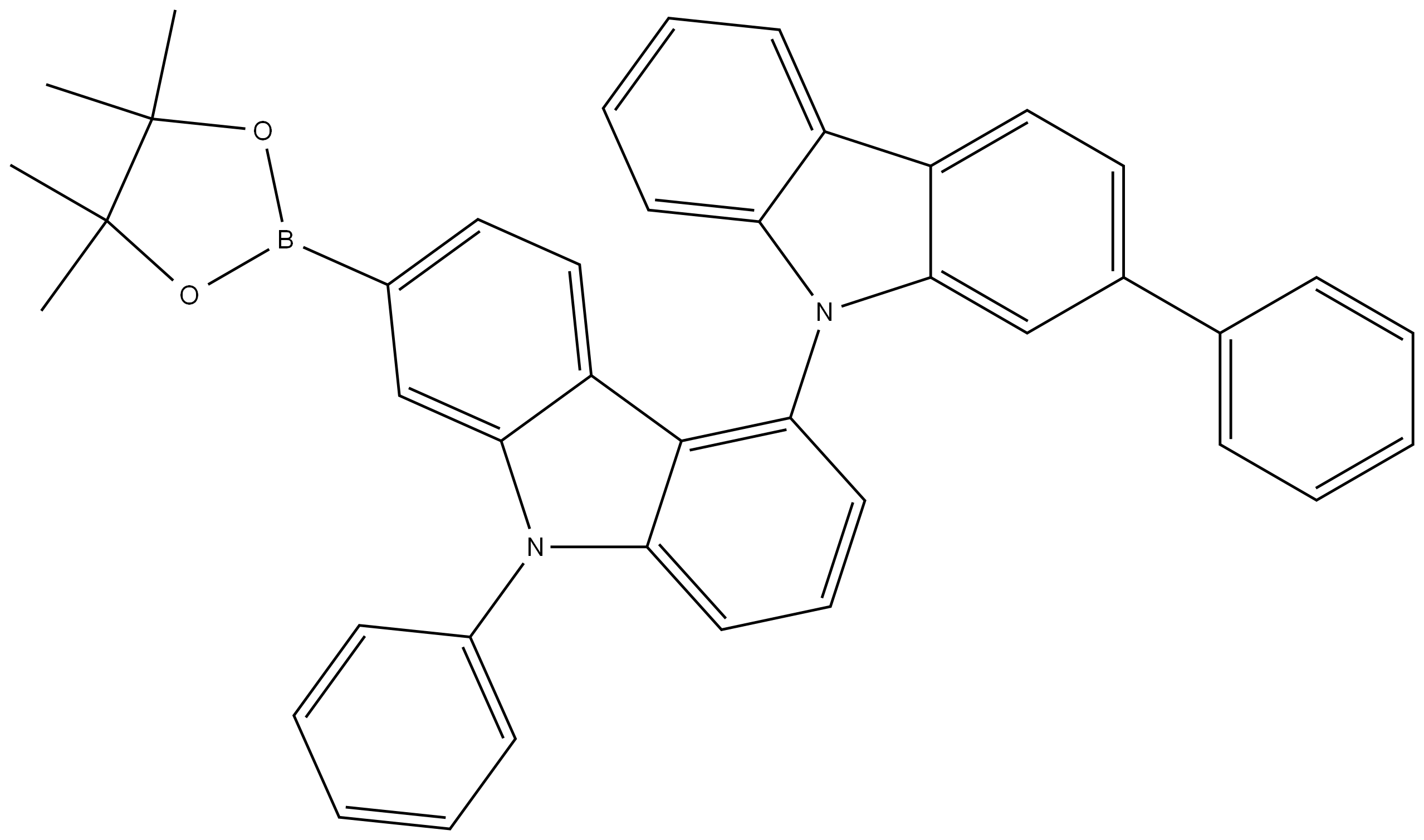4,9′-Bi-9H-carbazole, 2′,9-diphenyl-7-(4,4,5,5-tetramethyl-1,3,2-dioxaborolan-2-yl)- 结构式