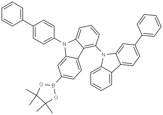 4,9′-Bi-9H-carbazole, 9-[1,1′-biphenyl]-4-yl-2′-phenyl-7-(4,4,5,5-tetramethyl-1,3,2-dioxaborolan-2-yl)- 结构式
