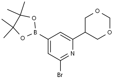 2-bromo-6-(1,3-dioxan-5-yl)-4-(4,4,5,5-tetramethyl-1,3,2-dioxaborolan-2-yl)pyridine 结构式