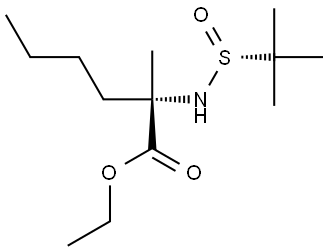 (2S)-乙基 2-(1,1-二甲基乙基SULFIN乙酰胺基)-2-甲基己酸酯 结构式