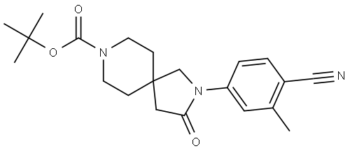 tert-butyl 2-(4-cyano-3-methylphenyl)-3-oxo-2,8-diazaspiro[4.5]decane-8-carboxylate 结构式