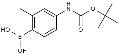 (4-((叔丁氧羰基)氨基)-2-甲基苯基)硼酸 结构式