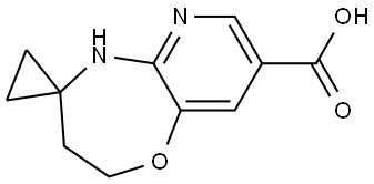 2',3'-dihydro-5'H-spiro[cyclopropane-1,4'-pyrido[3,2-b][1,4]oxazepine]-8'-carboxylic acid 结构式