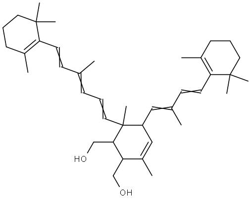 3-Cyclohexene-1,2-dimethanol, 3,6-dimethyl-5-[2-methyl-4-(2,6,6-trimethyl-1-cyclohexen-1-yl)-1,3-butadienyl]-6-[4-methyl-6-(2,6,6-trimethyl-1-cyclohexen-1-yl)-1,3,5-hexatrienyl]-, cis-2,cis-5- (8CI) 结构式