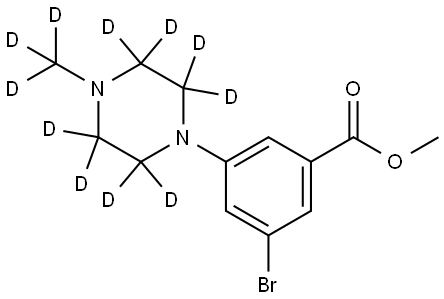 methyl 3-bromo-5-(4-(methyl-d3)piperazin-1-yl-2,2,3,3,5,5,6,6-d8)benzoate 结构式