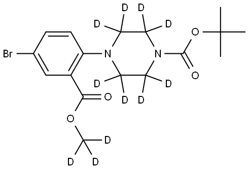 tert-butyl 4-(4-bromo-2-((methoxy-d3)carbonyl)phenyl)piperazine-1-carboxylate-2,2,3,3,5,5,6,6-d8 结构式