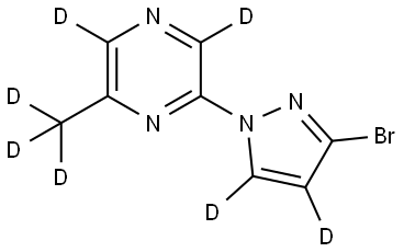 2-(3-bromo-1H-pyrazol-1-yl-4,5-d2)-6-(methyl-d3)pyrazine-3,5-d2 结构式