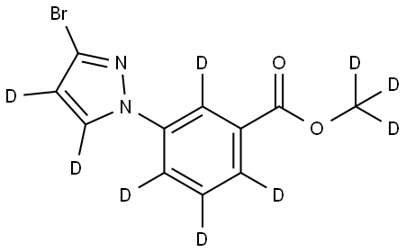 methyl-d3 3-(3-bromo-1H-pyrazol-1-yl-4,5-d2)benzoate-d4 结构式