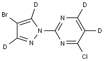 2-(4-bromo-1H-pyrazol-1-yl-3,5-d2)-4-chloropyrimidine-5,6-d2 结构式