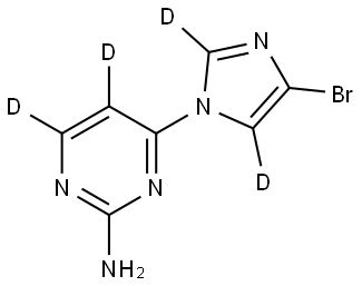 4-(4-bromo-1H-imidazol-1-yl-2,5-d2)pyrimidin-5,6-d2-2-amine 结构式