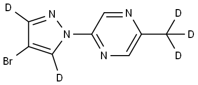 2-(4-bromo-1H-pyrazol-1-yl-3,5-d2)-5-(methyl-d3)pyrazine 结构式